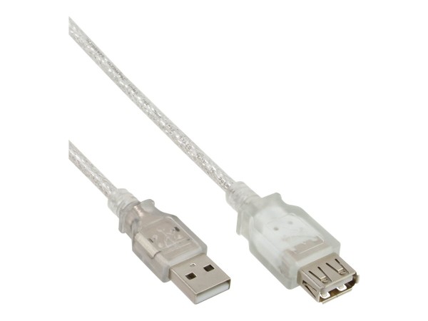 INLINE USB 2.0 Verlängerung, Stecker / Buchse, Typ A, transparent, 1,8m