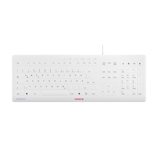 CHERRY Keyboard STREAM PROTECT [DE] white grey +++ mit hochwertiger Schutzmembran
