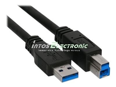 USB 3.0 Kabel, InLine®, A an B, schwarz, 3m