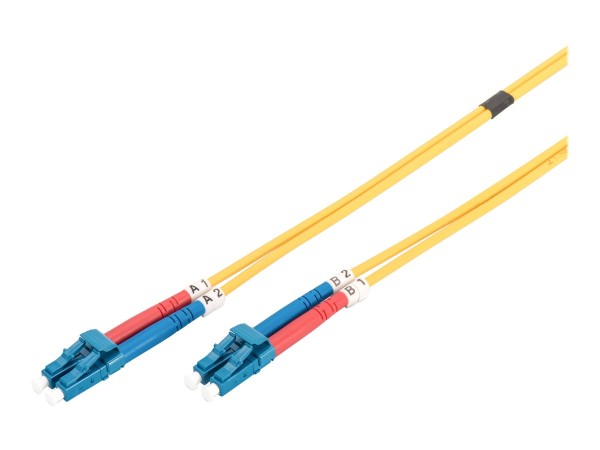 DIGITUS LWL Patchkabel LC/LC 09/125µm Singelmode Duplex Halogenfrei mit Messprotokoll gelb 10m