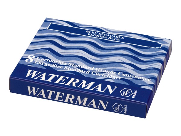 WATERMAN Standard Tintenpatronen, blau, löschbar Inhalt: 8 Tintenpatronen in Pappschachtel (S0110860