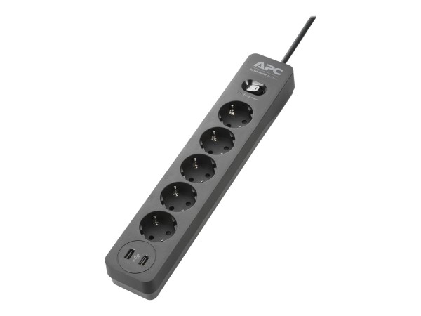 APC Essential SurgeArrest 5 Outlet 2 USB Ports Black 230V Germany