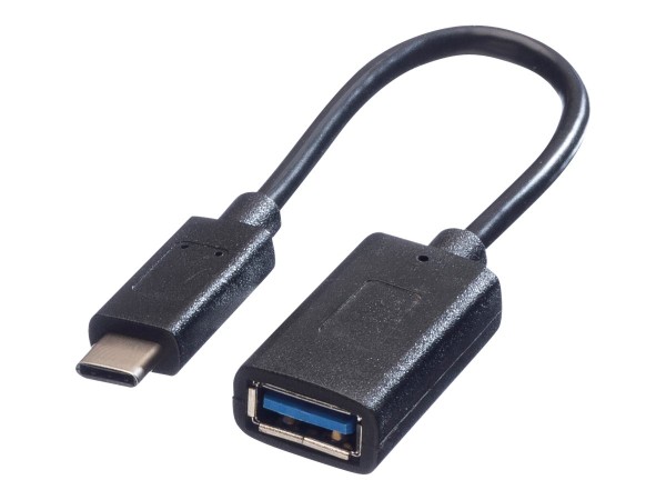 VALUE USB 3.1 Kabel, USB 3.1 Typ C - A, ST/BU, OTG, schwarz, 0,15 m