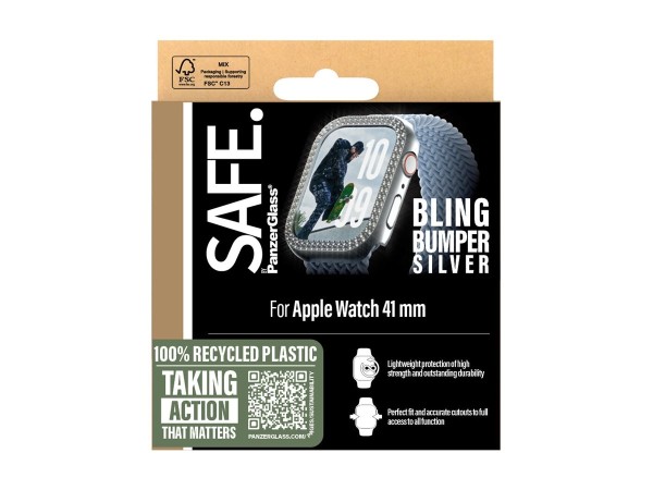 PANZERGLASS SAFE. by PanzerGlass TPU Bumper Silber Apple Watch 10/ 42mm