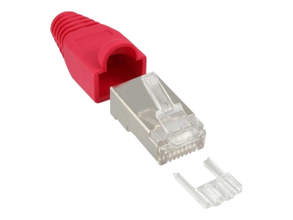 INLINE ® Crimpstecker RJ45 geschirmt, mit Knickschutz und Einfädelhilfe, 10er Pack, rot