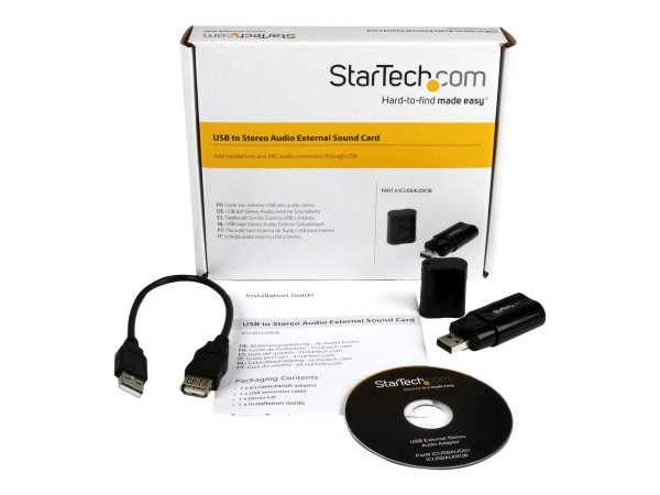 STARTECH.COM USB Audio Adapter - USB auf Soundkarte in Schwarz - Soundcard mit USB (Stecker)