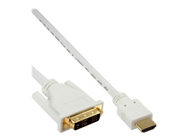 INLINE ® HDMI-DVI Kabel, weiß / gold, HDMI Stecker auf DVI 18+1 Stecker, 1,5m