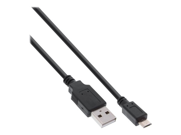 INLINE Micro-USB 2.0 Kabel, Schnellladekabel, USB-A Stecker an Micro-B Stecker, schwarz, 1,8m