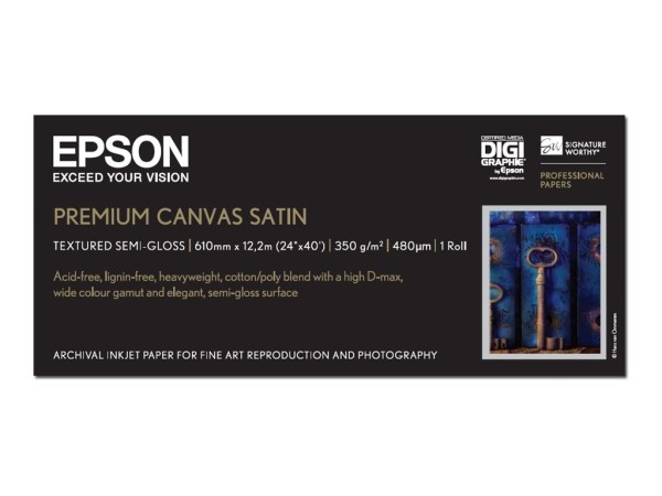 EPSON RollenPapier 24"x12,2m Premier Canvas Art wasserabstoßend für StylusPro 7500 7600