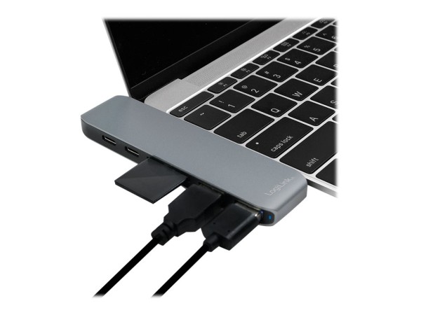 LOGILINK Dual USB-C Multifunktion HUB, Aluminium grau