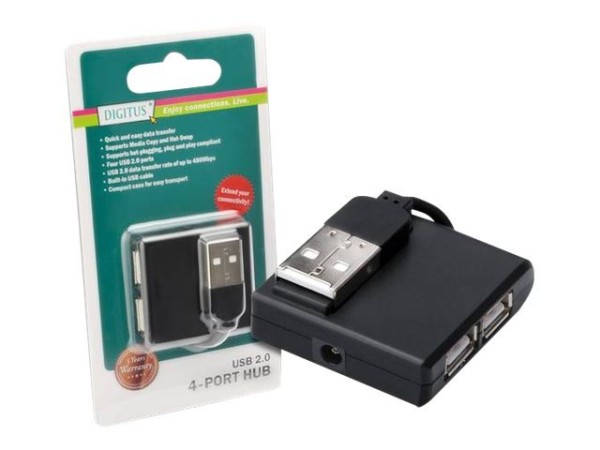 USB-HUB DIGITUS 4-Port USB2.0, mini, schwarz