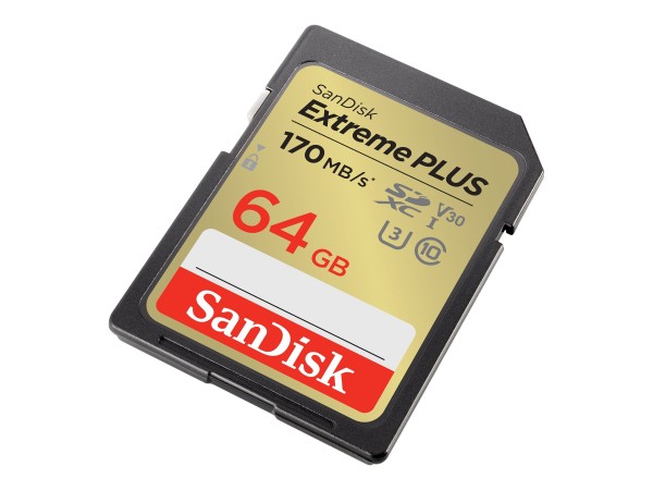 SANDISK Extreme PLUS SDXC-Karte 64 GB UHS-Class 3 stoßsicher, Wasserdicht