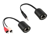 InLine® Audio über RJ45 passiv, 2x Cinch auf 1x Klinke 3,5mm / RJ45 Buchse, max. 50m, 2er Pack