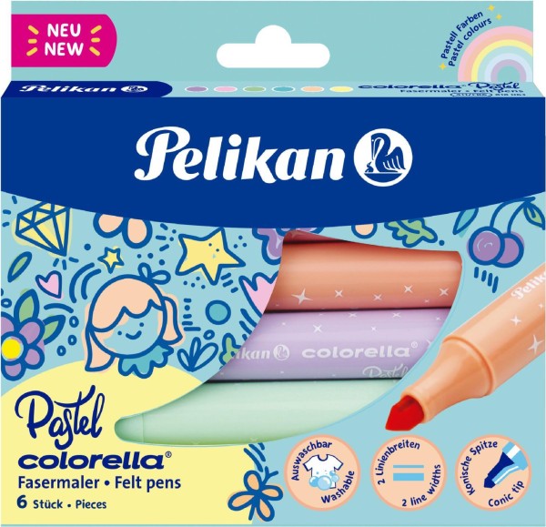 PELIKAN 6 Pelikan Colorella Pastell 411 Filzstifte farbsortiert; 1 Pack = 6 St.