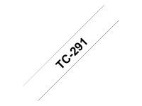 BROTHER TC-Schriftband TC-291 9 mm - laminiert 7,7 Meter Länge für P-touch schwarz auf weiß