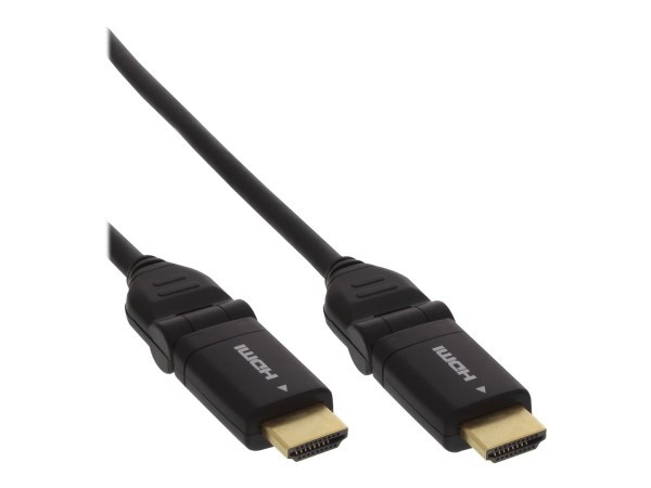 INLINE ® HDMI Kabel, HDMI-High Speed mit Ethernet, Stecker / Stecker, verg. Kontakte, schwarz, flexi