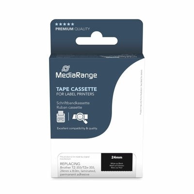 MEDIARANGE Schriftbandka. Brother TZ-355/TZe-355 24mm 8m ws