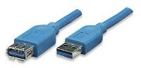 TECHLY USB3.0 Verlängerungskabel Stecker/Buchse TypA 3m blau