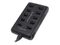 Logilink USB-Hub 10-Port mit Netzteil schwarz