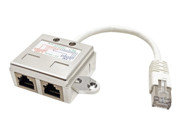 Adapter RJ45/Stecker - RJ45/Buchse x2 geschirmt mit Kabel 0.17m