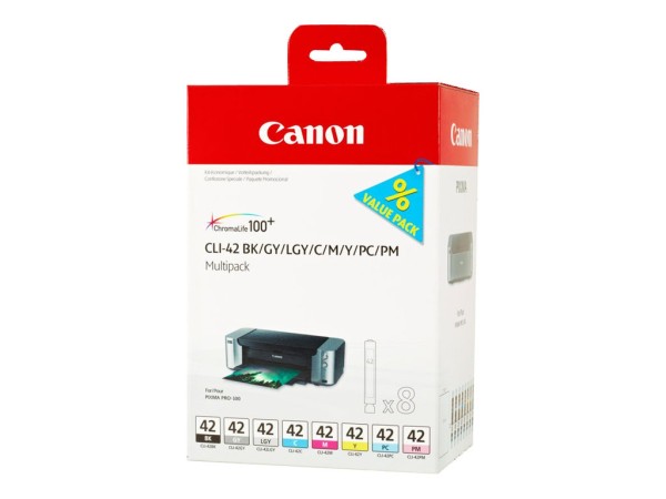 CANON CLI 42 BK/GY/LG/C/M/Y/PC/PM Multipack 8er Pack Dye Based Black, Dye Based Cyan, Dye Based