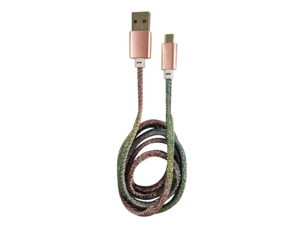 LC-POWER LC Power - USB-Kabel - USB (M) zu Micro-USB Typ B (M) - 2 A - 1 m - Disco Glitter