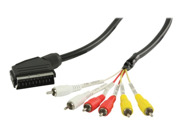 SCART - Cinch Kabel SCART Stecker - 6x Cinch Stecker 2,00 m schwarz - Verwenden Sie dieses SCART Ka