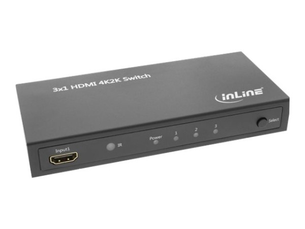 InLine HDMI Switch / Umschalter, 3 Eingänge auf 1 Ausgang, 4K2K, 3D, HD Audio