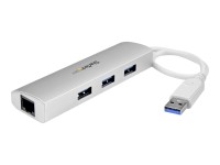 STARTECH.COM 3 Port mobiler USB 3.0 Hub plus Gigabit Ethernet - Aluminium USB Hub mit Gigabit Ethern