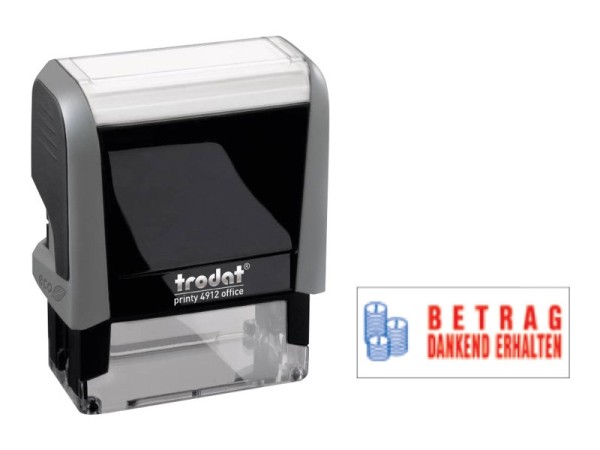 TRODAT Textstempelautomat Office Printy 4.0 4912 "BETRAG DANKEND ERHALTEN", Abdruckgröße: 42 x 12 mm