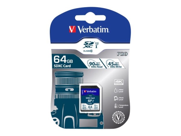 VERBATIM SD Card 64GB Verbatim SDHC PRO UHS-I Class 10