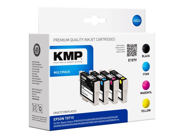 KMP MULTIPACK E107V 4er Pack Schwarz, Gelb, Cyan, Magenta Tintenpatrone