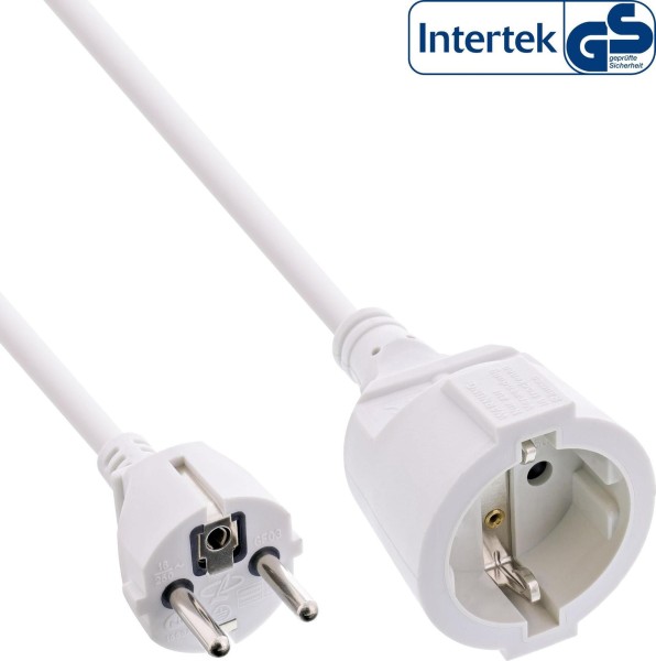 INTOS ELECTRONIC InLine® Strom-Verlängerung Schutzkontakt Stecker / Buchse, weiß, 15m (16410C)