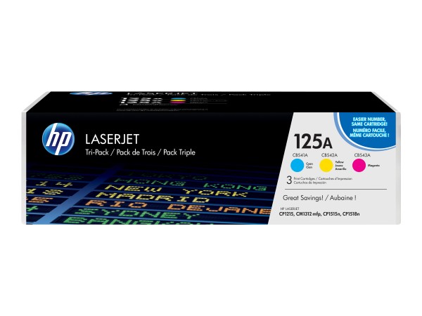 HP 125A Tri pack 3er Pack Gelb, Cyan, Magenta LaserJet Tonerpatrone (CE259AM)