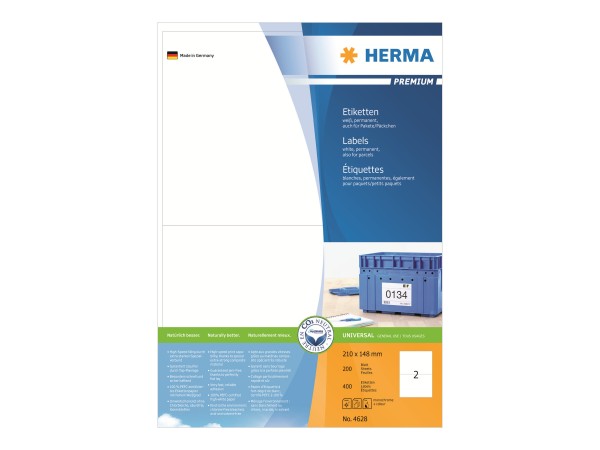 HERMA Etiketten Premium A4 weiß 210x148 mm Papier 400 St.