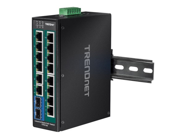 TRENDNET Industrie Switch 16Port Gbit PoE+ Metall DIN-Rail