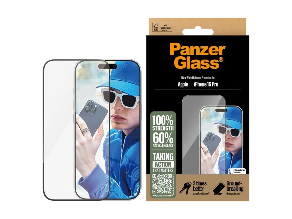 PANZERGLASS Displayschutz iPhone 16 Pro Ultra-Wide Fit