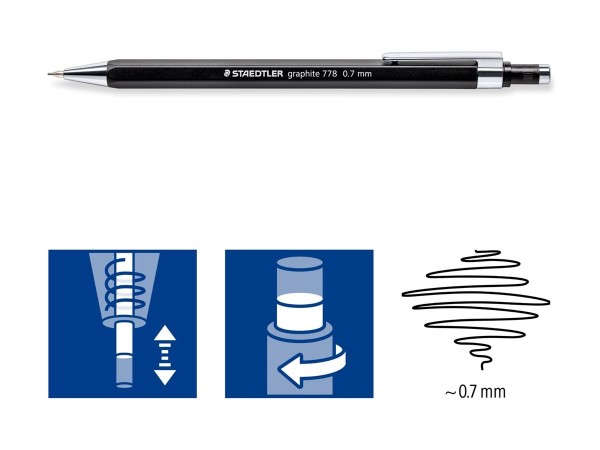 STAEDTLER Druckbleistift graphite 778 07-9 B 0,7mm Schaft schwarz (778 07-9)