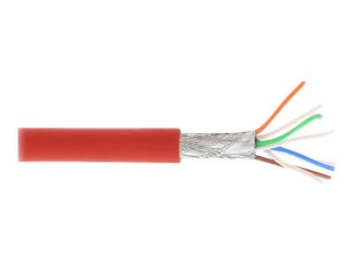 INLINE ® Patchkabel Cat.6A, S/FTP (PiMf), halogenfrei, 500MHz, rot, 100m