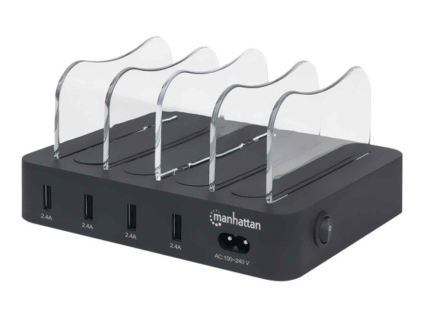 MANHATTAN 4-Port USB-Ladestation 2,4A, schwarz