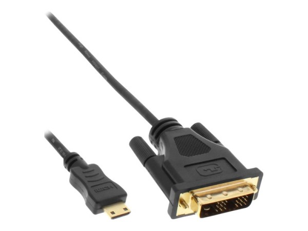 InLine® Mini-HDMI zu DVI Kabel, HDMI Stecker C zu DVI 18+1, verg. Kontakte, schwarz, 0,5m