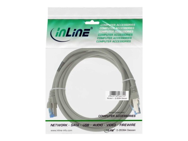 InLine 76815 Patchkabel RJ45-Stecker auf RJ-45-Stecker S/FTP Cat.6A grau 1.5m