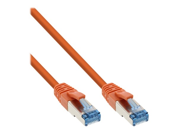 INLINE ® Patchkabel, S/FTP (PiMf), Cat.6A, 500MHz, halogenfrei, Kupfer, orange, 0,5m