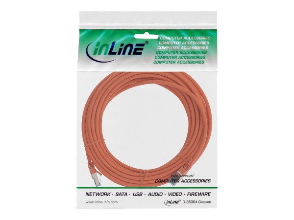 INLINE ® Patchkabel, S/FTP (PiMf), Cat.6A, 500MHz, halogenfrei, Kupfer, orange, 5m