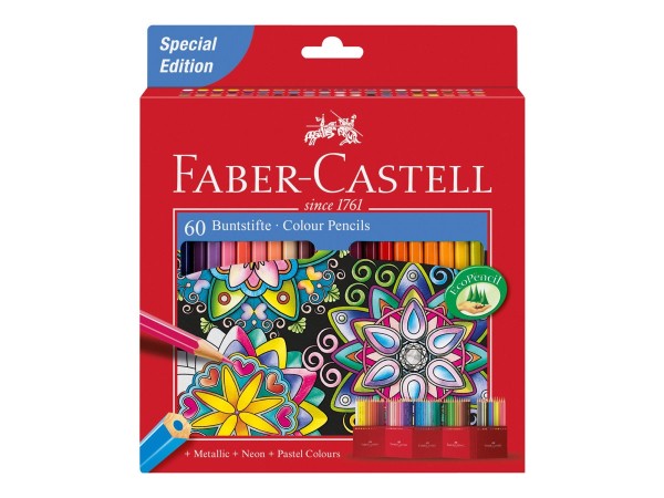 FABER CASTELL 60 FABER-CASTELL Buntstifte farbsortiert; 1 Pack = 60 St.