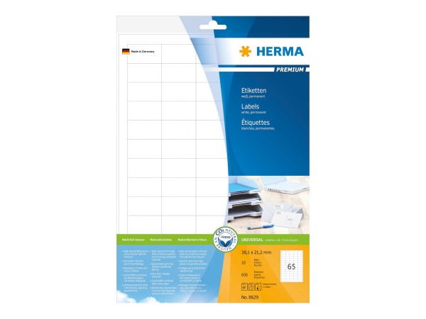 HERMA Etiketten Premium A4 weiß 38,1x21,2 mm Papier 650 St.