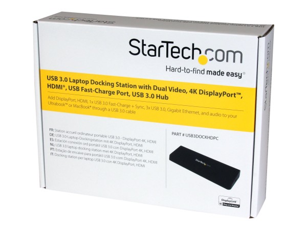 STARTECH.COM USB 3.0 Dockingstation - Windows macOS kompatibel - Dual Displays HDMI DisplayPort
