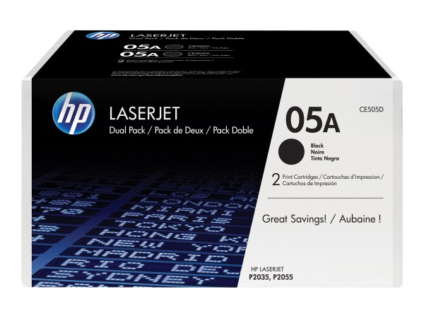 HP 05A 2er Pack Schwarz LaserJet Tonerpatrone (CE505D)