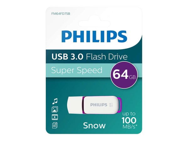 PHILIPS USB-Stick 64GB 3.0 USB Drive Snow super fast purple