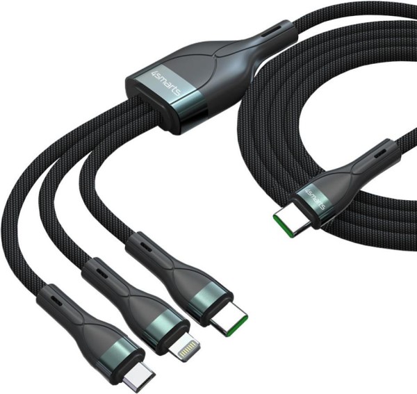 4SMARTS 540438 USB Kabel 1,5 m USB C USB C/Micro-USB B/Lightning Schwarz (540438)